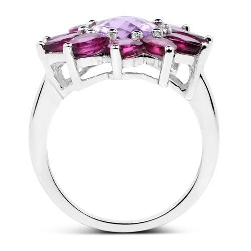 5.65 Carat Genuine Amethyst and Rhodolite .925 Sterling Silver Ring Bids.com