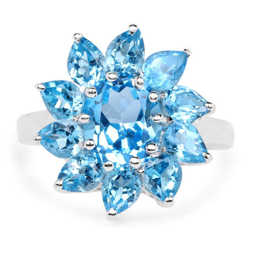 6.35 Carat Genuine Swiss Blue Topaz .925 Sterling Silver Ring Bids.com