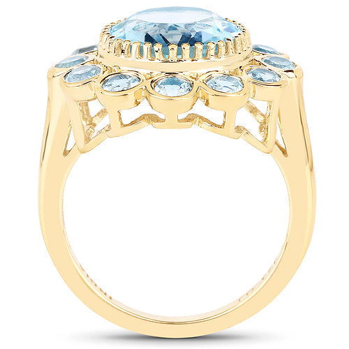 14K Yellow Gold Plated 6.59 Carat Genuine Blue Topaz .925 Sterling Silver Ring Bids.com