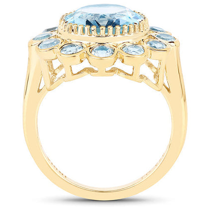14K Yellow Gold Plated 6.59 Carat Genuine Blue Topaz .925 Sterling Silver Ring Bids.com