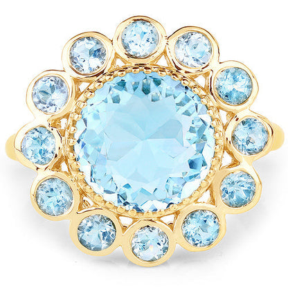 14K Yellow Gold Plated 6.59 Carat Genuine Blue Topaz .925 Sterling Silver Ring Bids.com