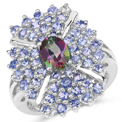 2.86 Carat Genuine Mystic Topaz and Tanzanite .925 Sterling Silver Ring Bids.com