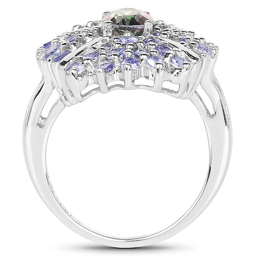 2.86 Carat Genuine Mystic Topaz and Tanzanite .925 Sterling Silver Ring Bids.com