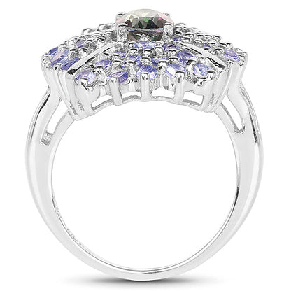 2.86 Carat Genuine Mystic Topaz and Tanzanite .925 Sterling Silver Ring Bids.com