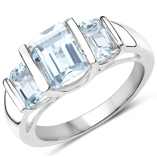 3.21 Carat Genuine Blue Topaz .925 Sterling Silver Ring Bids.com
