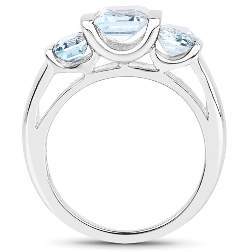 3.21 Carat Genuine Blue Topaz .925 Sterling Silver Ring Bids.com