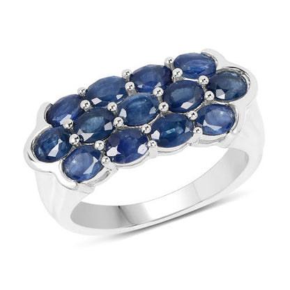 2.60 Carat Genuine Blue Sapphire .925 Sterling Silver Ring Bids.com