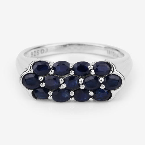 2.60 Carat Genuine Blue Sapphire .925 Sterling Silver Ring Bids.com