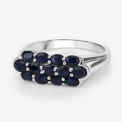 2.60 Carat Genuine Blue Sapphire .925 Sterling Silver Ring Bids.com