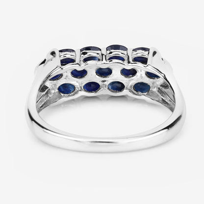 2.60 Carat Genuine Blue Sapphire .925 Sterling Silver Ring Bids.com