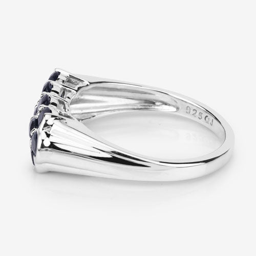 2.60 Carat Genuine Blue Sapphire .925 Sterling Silver Ring Bids.com