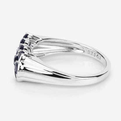 2.60 Carat Genuine Blue Sapphire .925 Sterling Silver Ring Bids.com