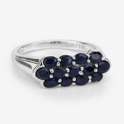 2.60 Carat Genuine Blue Sapphire .925 Sterling Silver Ring Bids.com