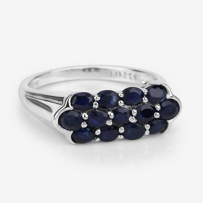 2.60 Carat Genuine Blue Sapphire .925 Sterling Silver Ring Bids.com