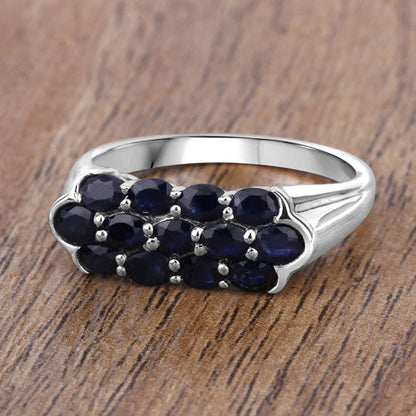 2.60 Carat Genuine Blue Sapphire .925 Sterling Silver Ring Bids.com