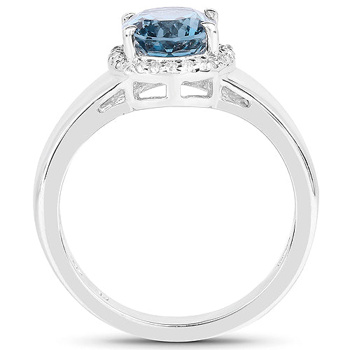 2.13 Carat Genuine London Blue Topaz and White Topaz .925 Sterling Silver Ring Bids.com
