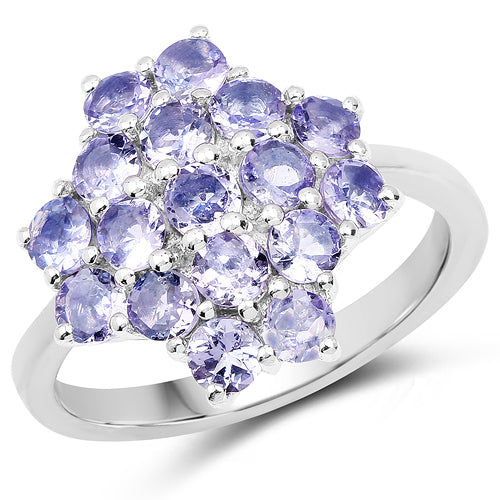 1.70 Carat Genuine Tanzanite .925 Sterling Silver Ring Bids.com