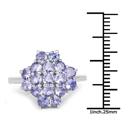 1.70 Carat Genuine Tanzanite .925 Sterling Silver Ring Bids.com