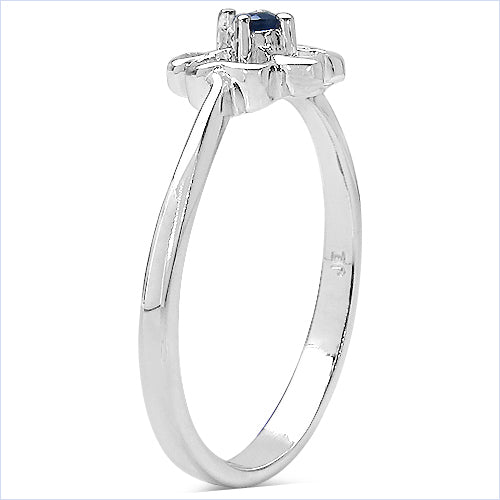 0.07 Carat Genuine Blue Sapphire .925 Sterling Silver Ring Bids.com