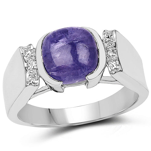 2.80 Carat Genuine Tanzanite .925 Sterling Silver Ring Bids.com