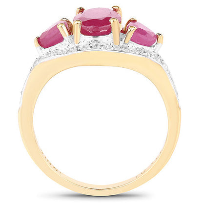 14K Yellow Gold Plated 2.49 Carat Genuine Glass Filled Ruby and White Topaz .925 Sterling Silver Ring Bids.com