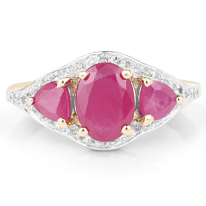 14K Yellow Gold Plated 2.49 Carat Genuine Glass Filled Ruby and White Topaz .925 Sterling Silver Ring Bids.com
