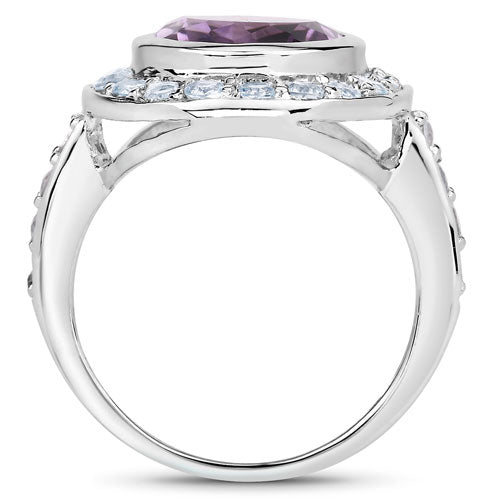 4.77 Carat Genuine Amethyst and Blue Topaz .925 Sterling Silver Ring Bids.com