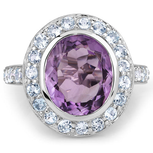 4.77 Carat Genuine Amethyst and Blue Topaz .925 Sterling Silver Ring Bids.com