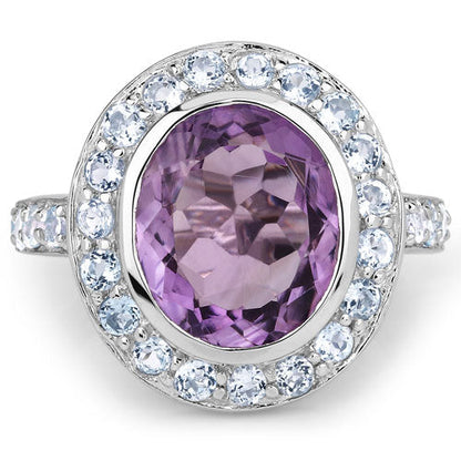 4.77 Carat Genuine Amethyst and Blue Topaz .925 Sterling Silver Ring Bids.com
