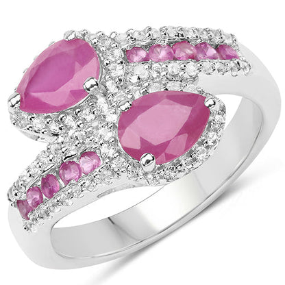 2.43 Carat Glass Filled Ruby and White Topaz Sterling Silver Ring Bids.com