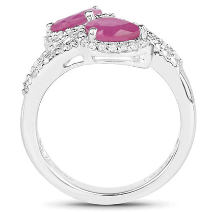 2.43 Carat Glass Filled Ruby and White Topaz Sterling Silver Ring Bids.com