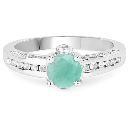1.22 Carat Genuine Emerald and White Topaz .925 Sterling Silver Ring Bids.com