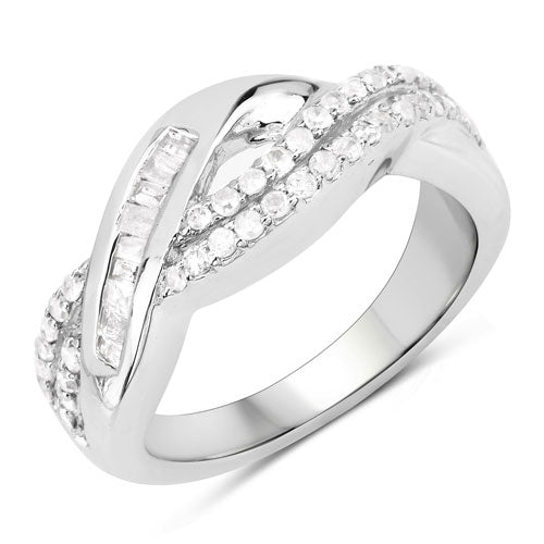 0.47 Carat Genuine White Diamond .925 Sterling Silver Ring Bids.com