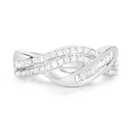 0.47 Carat Genuine White Diamond .925 Sterling Silver Ring Bids.com