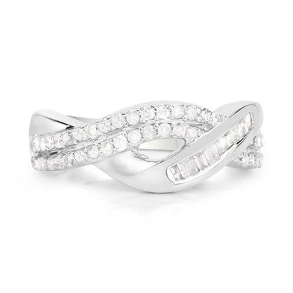 0.47 Carat Genuine White Diamond .925 Sterling Silver Ring Bids.com