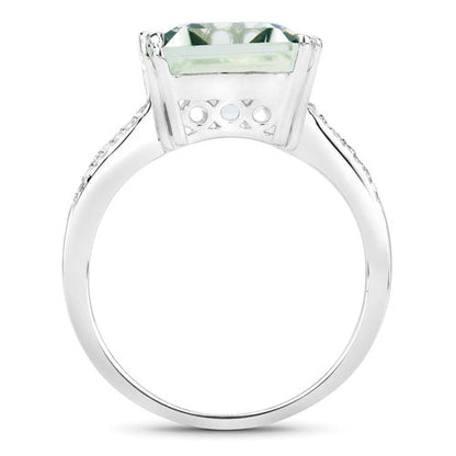 10.64 Carat Genuine Green Amethyst and White Topaz .925 Sterling Silver Ring Bids.com