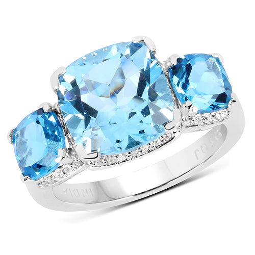 4.40 Carat Blue Topaz Ring with 2.70 Carat Multi-Gems in Sterling Silver Bids.com