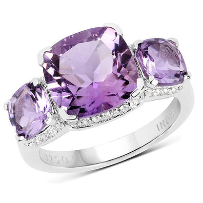 5.85 Carat Genuine Pink Amethyst and White Topaz .925 Sterling Silver Ring Bids.com