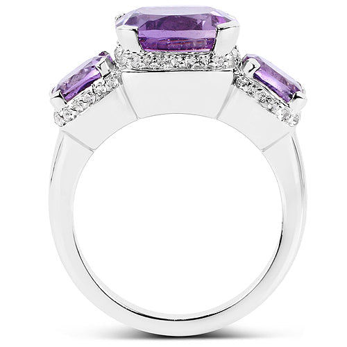 5.85 Carat Genuine Pink Amethyst and White Topaz .925 Sterling Silver Ring Bids.com