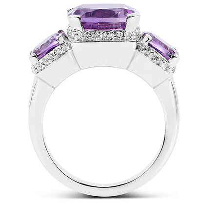 5.85 Carat Genuine Pink Amethyst and White Topaz .925 Sterling Silver Ring Bids.com