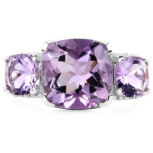5.85 Carat Genuine Pink Amethyst and White Topaz .925 Sterling Silver Ring Bids.com