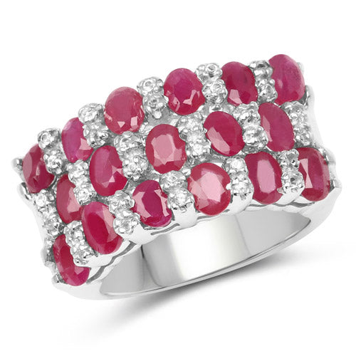 3.69 Carat Genuine Ruby and White Topaz .925 Sterling Silver Ring Bids.com