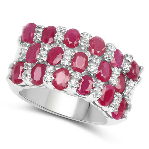 3.69 Carat Genuine Ruby and White Topaz .925 Sterling Silver Ring Bids.com