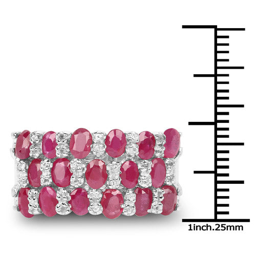 3.69 Carat Genuine Ruby and White Topaz .925 Sterling Silver Ring Bids.com