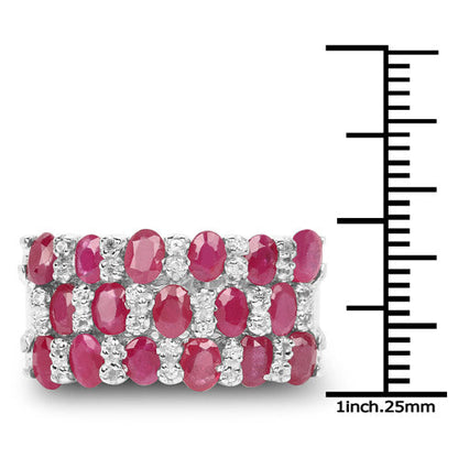 3.69 Carat Genuine Ruby and White Topaz .925 Sterling Silver Ring Bids.com