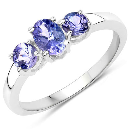 0.90 Carat Genuine Tanzanite .925 Sterling Silver Ring Bids.com