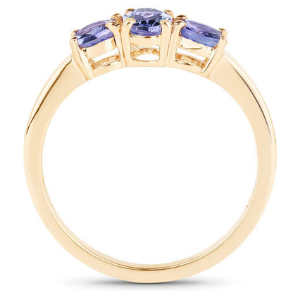 18K Yellow Gold Plated 0.90 Carat Genuine Tanzanite .925 Sterling Silver Ring Bids.com