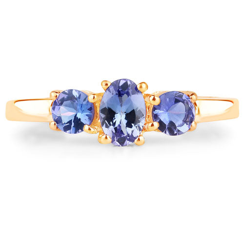 18K Yellow Gold Plated 0.90 Carat Genuine Tanzanite .925 Sterling Silver Ring Bids.com