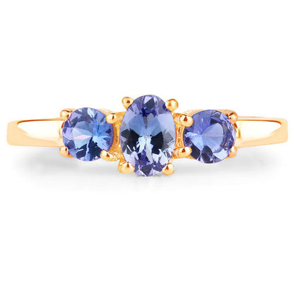 18K Yellow Gold Plated 0.90 Carat Genuine Tanzanite .925 Sterling Silver Ring Bids.com