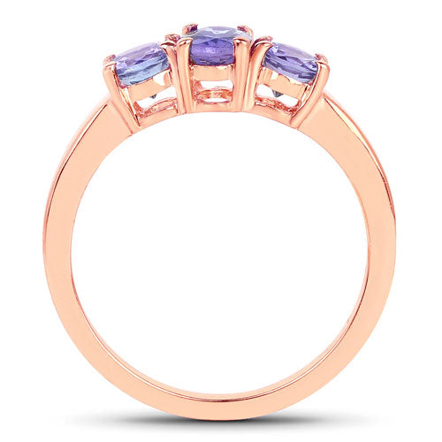 18K Rose Gold Plated 0.90 Carat Genuine Tanzanite .925 Sterling Silver Ring Bids.com
